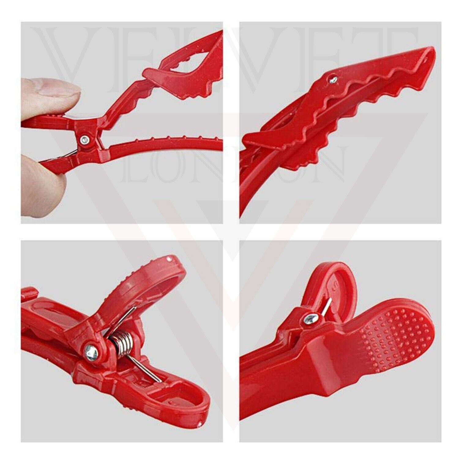 6x Crocodile Clips Salon Sectioning Clamps Red Professional Hair Dressing Clip