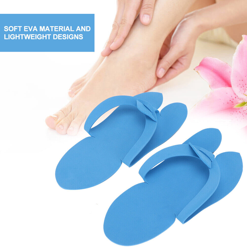 Disposable Flip Flop Foam Slippers Blue Folding Tanning Spa Beauty Salon Hotel