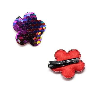 Flower Hairpins Cute Glitter Clips Metal Snap Barrettes Sparkly Hair Clips