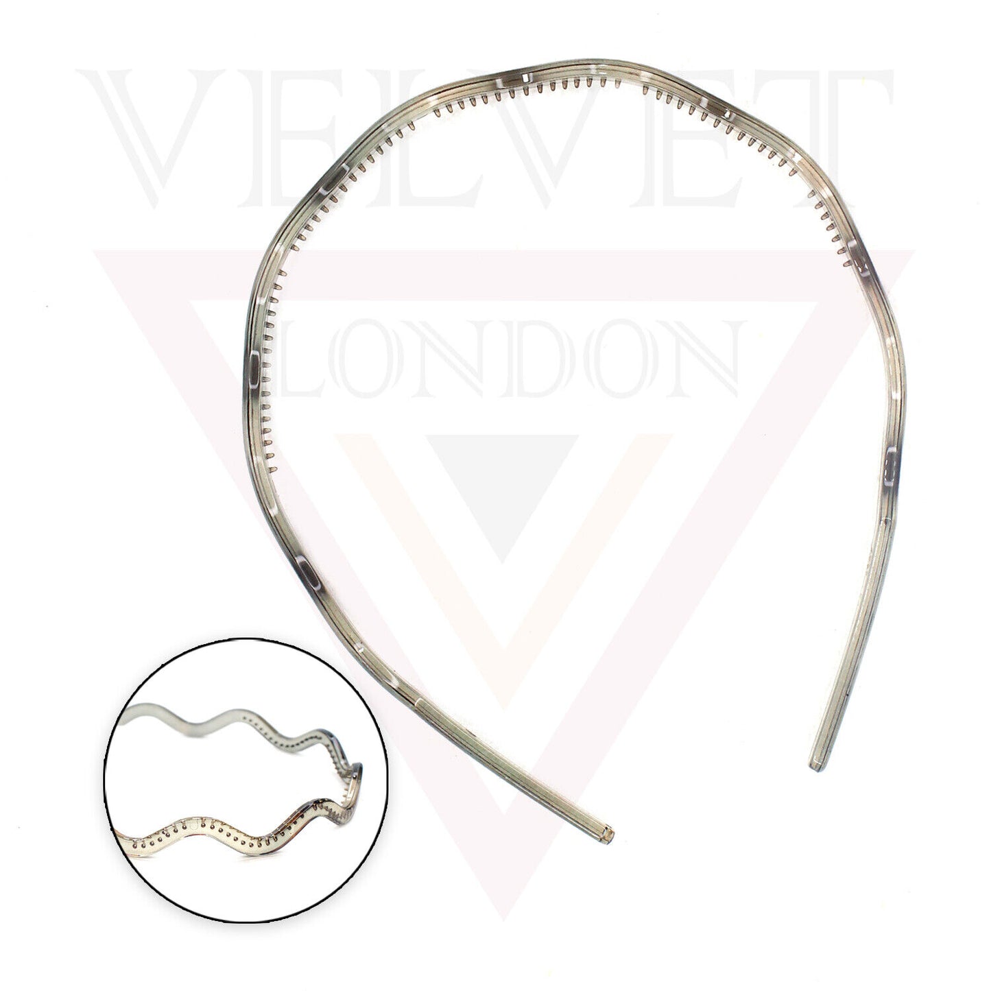 Wavey Hair Band Clear Hair Hoop With Teeth Comb Grip Headband Solid Headwears UK