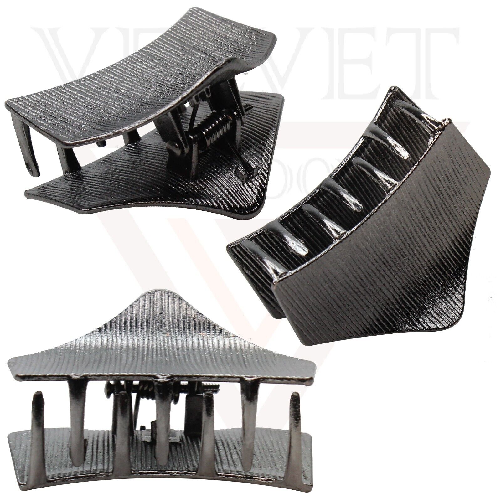 4x Lining Hair Claw Metal Pyramid Shape Hair Clips Jaw Clamp Strong Hold Hairpin