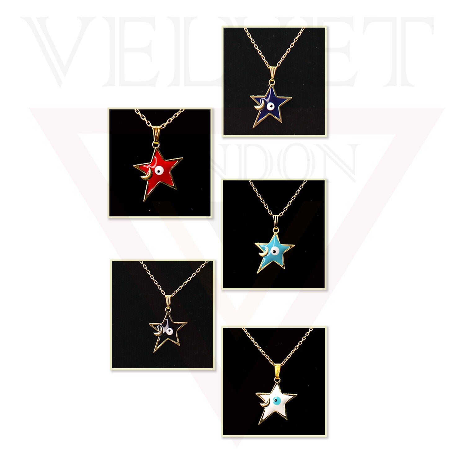 Pendant Necklace Small Colour Star Golden Chain Vintage Delicate Choker For Girl