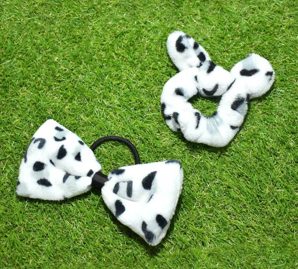 2x Animal Print Hair Bands Scrunchie Ponytail Holder Velvet Bow Elastic Hair Tie