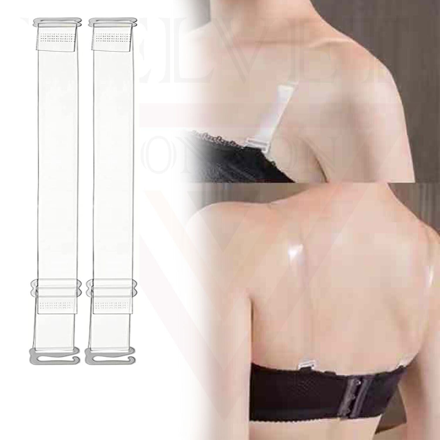 Invisible Detachable Thick Long Clear Elastic Bra Straps Transparent Adjustable
