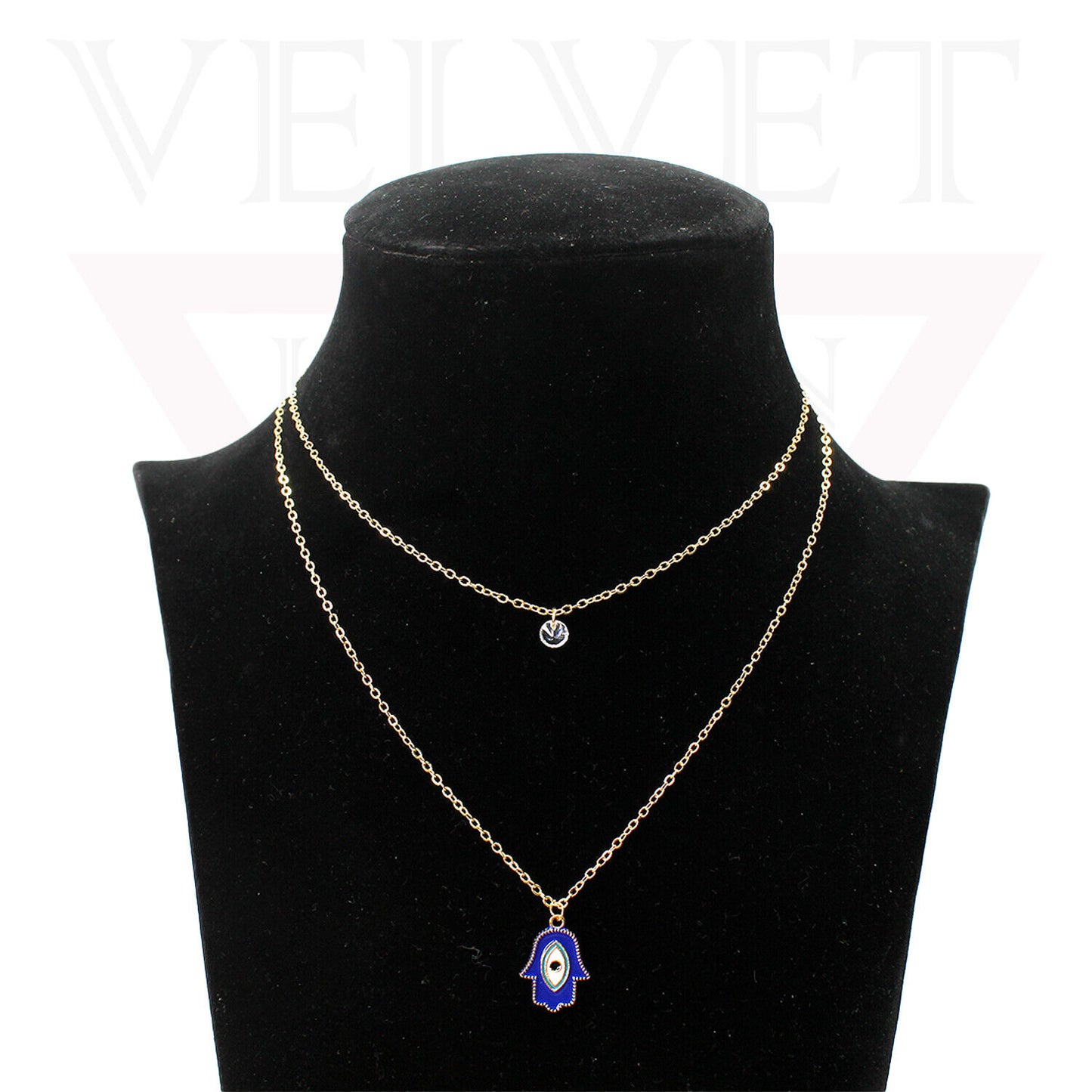 Trendy Golden Multi Layer Chain Necklace Oxidised Evil Eye Pendant Beachwear