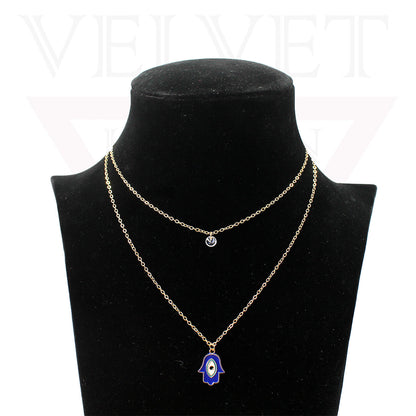 Trendy Golden Multi Layer Chain Necklace Oxidised Evil Eye Pendant Beachwear
