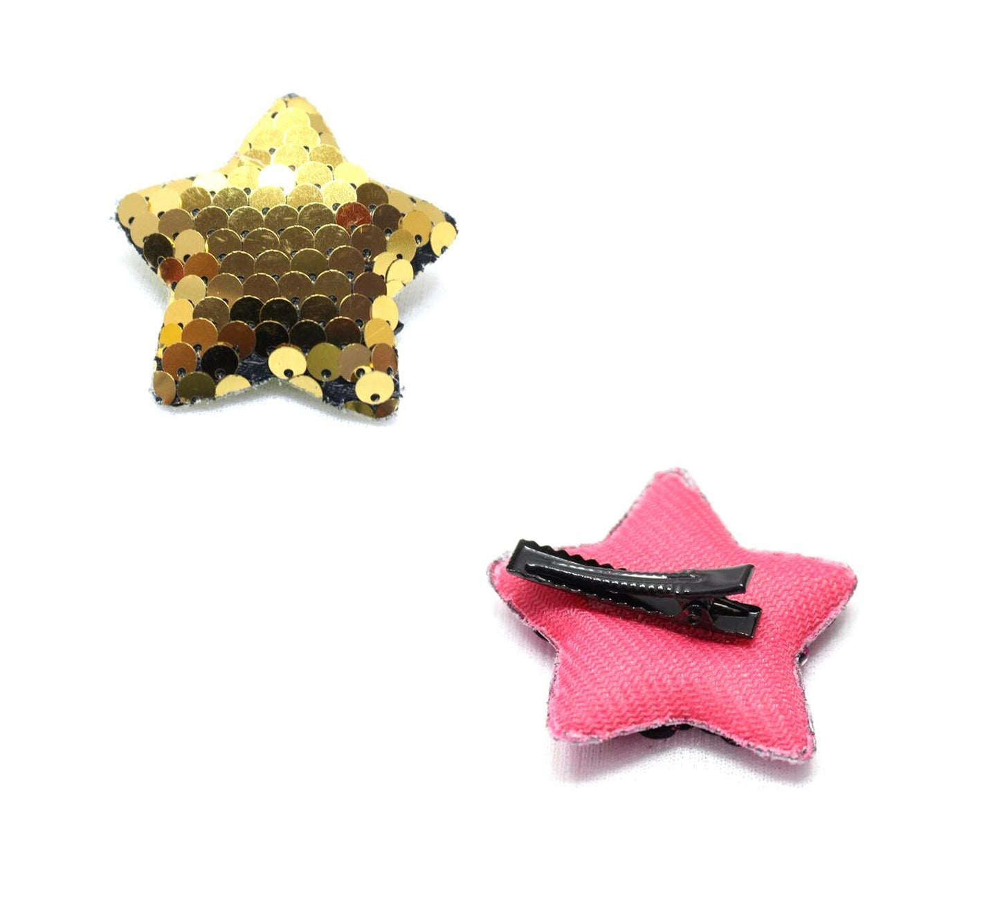 2x Star Shaped Cute Hair Clips Metal Snap Barrettes Babies Sparkly Hairpins