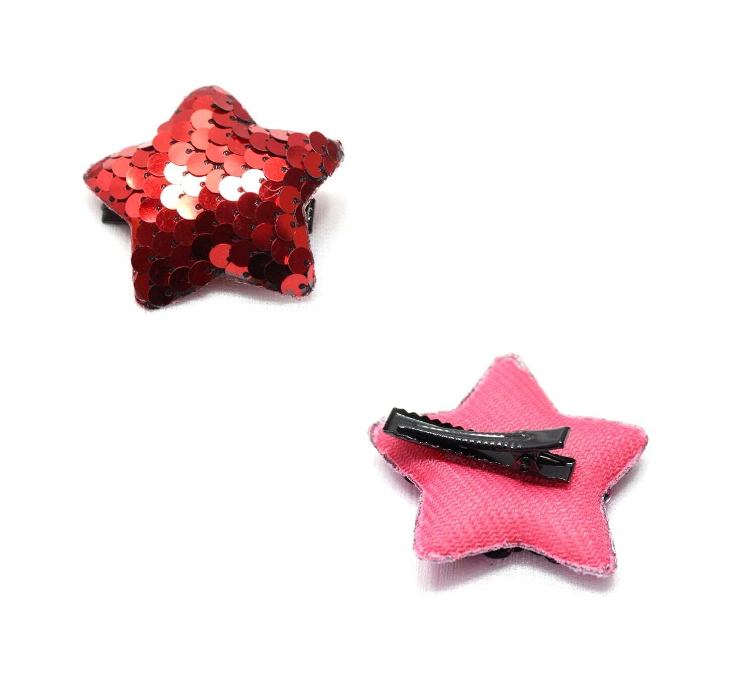 2x Star Shaped Cute Hair Clips Metal Snap Barrettes Babies Sparkly Hairpins