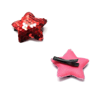 2x Star Shaped Cute Hair Clips Metal Snap Barrettes Babies Sparkly Hairpins