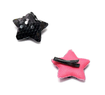 2x Star Shaped Cute Hair Clips Metal Snap Barrettes Babies Sparkly Hairpins