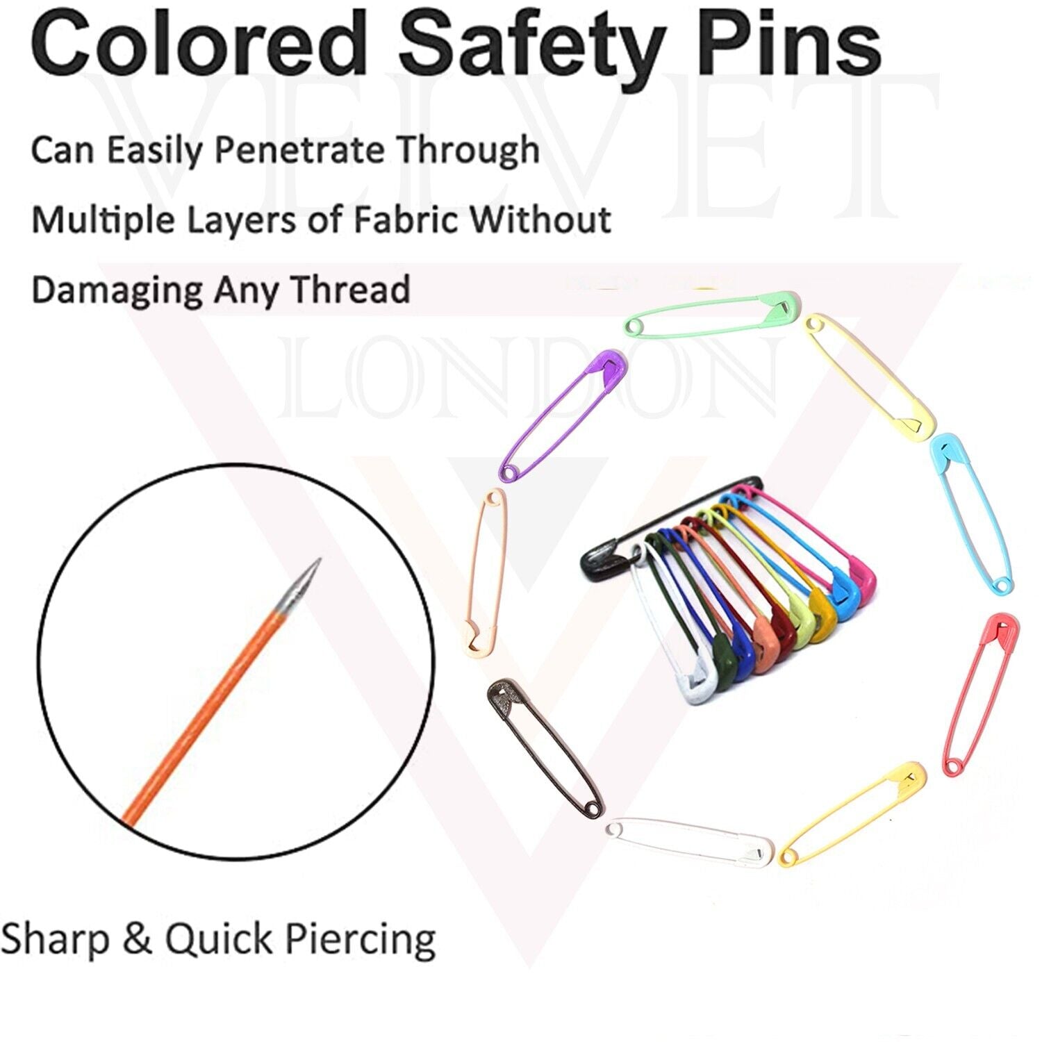 100 Pcs Safety Pins Multi-Color Craft Sewing Nickel Metal Plated For Cloth 4 CM