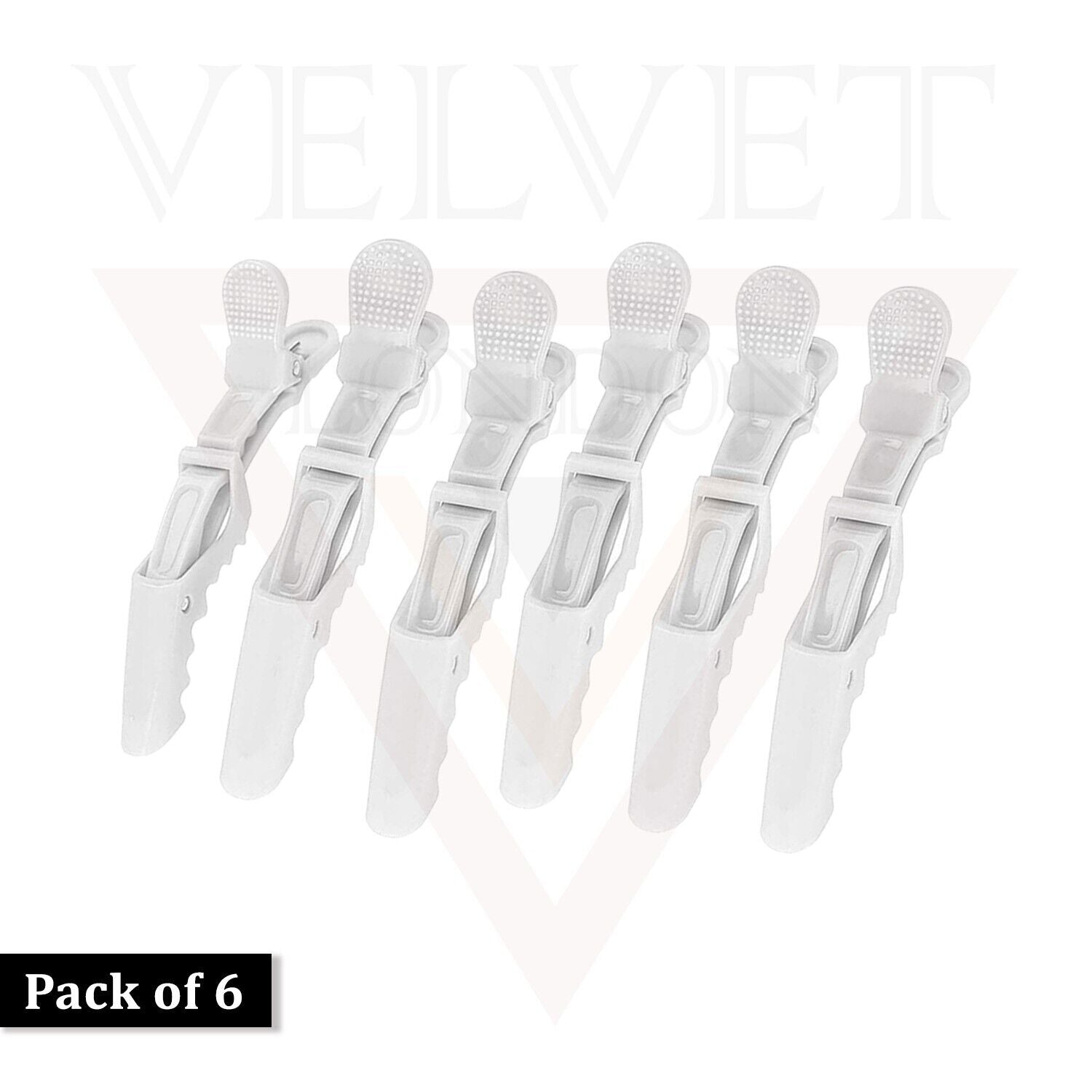 6x White Professional Hair Clips Crocodile Salon Sectioning Clamps Hairdressing