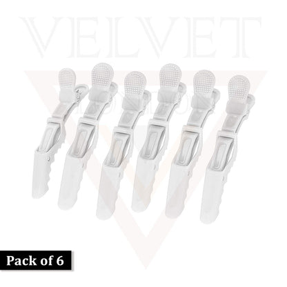 6x White Professional Hair Clips Crocodile Salon Sectioning Clamps Hairdressing