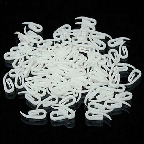 100x White Curtain Hooks For Ring Header Plastic Standard Stock Nylon Hook