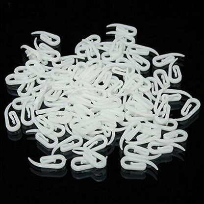 100x White Curtain Hooks For Ring Header Plastic Standard Stock Nylon Hook