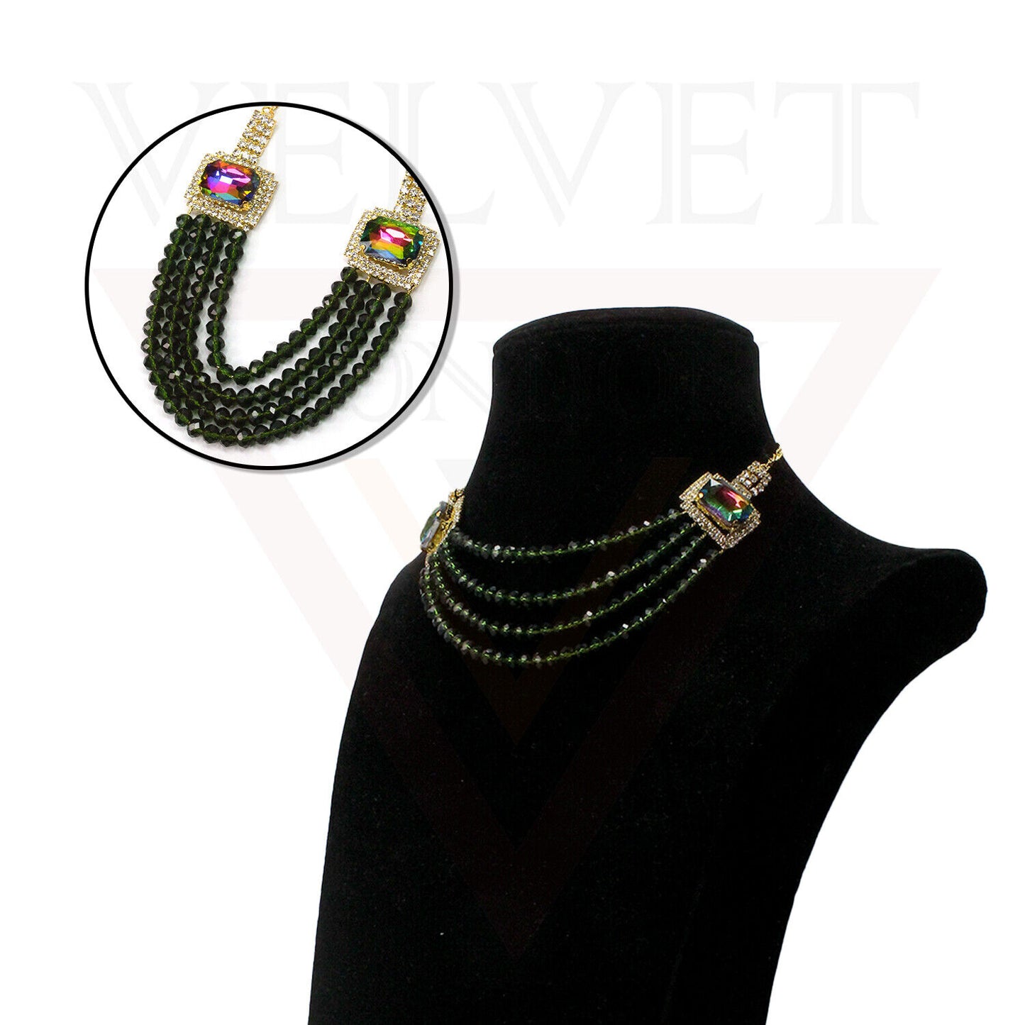 Necklace Pearl Earrings Set Crystal Choker multilayer Beads Girls Jewellery Sets