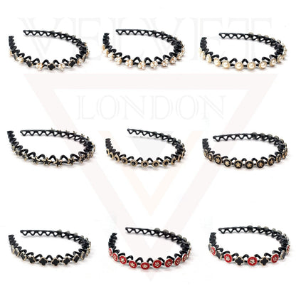 3Pcs Unbreakable Hair Band Diamond Pearl Headbands Non-Slip Teeth Hair Hoop