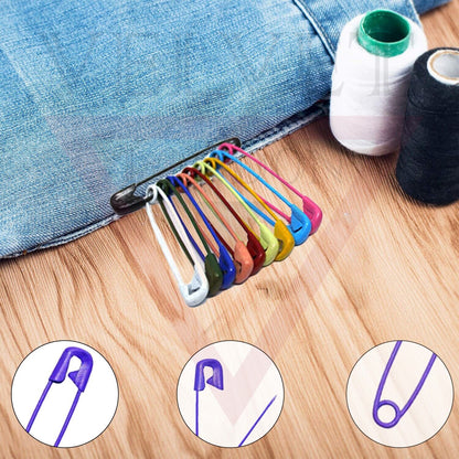 50Pcs Multi-Color Safety Pins for Clothe Craft Sewing Nickel Metal Plated 4.5 Cm