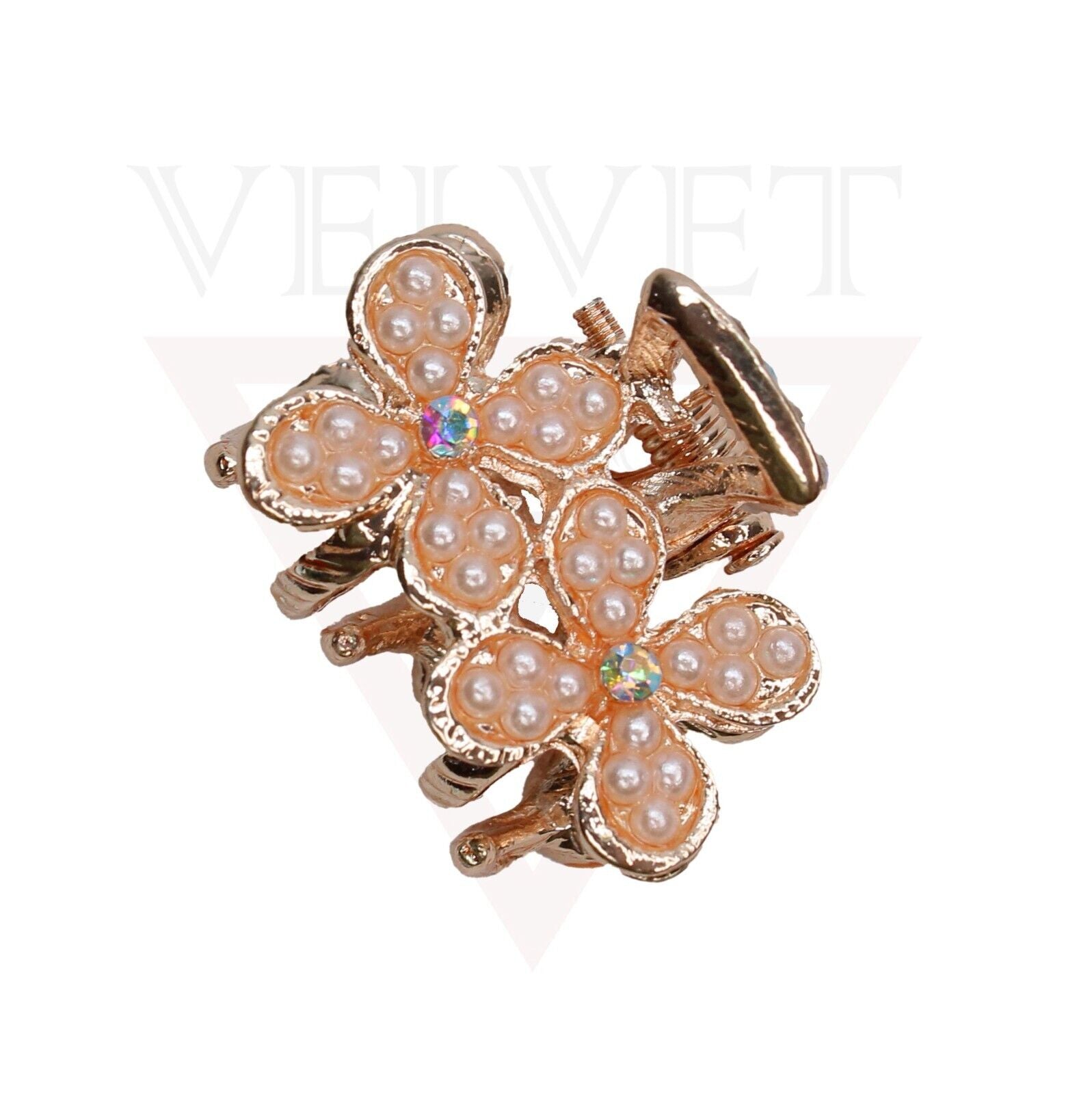 3x Tiny Hair Claw Assorted Design Rose Gold Diamond Pearl Hair Clips Pins Grips