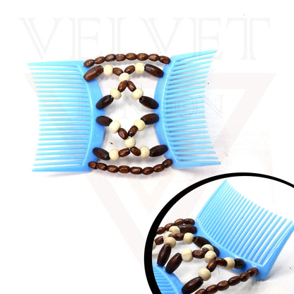 Wooden Beads Magic Hair Combs Clips Elastic Stretchy Double Hair Styling Clips