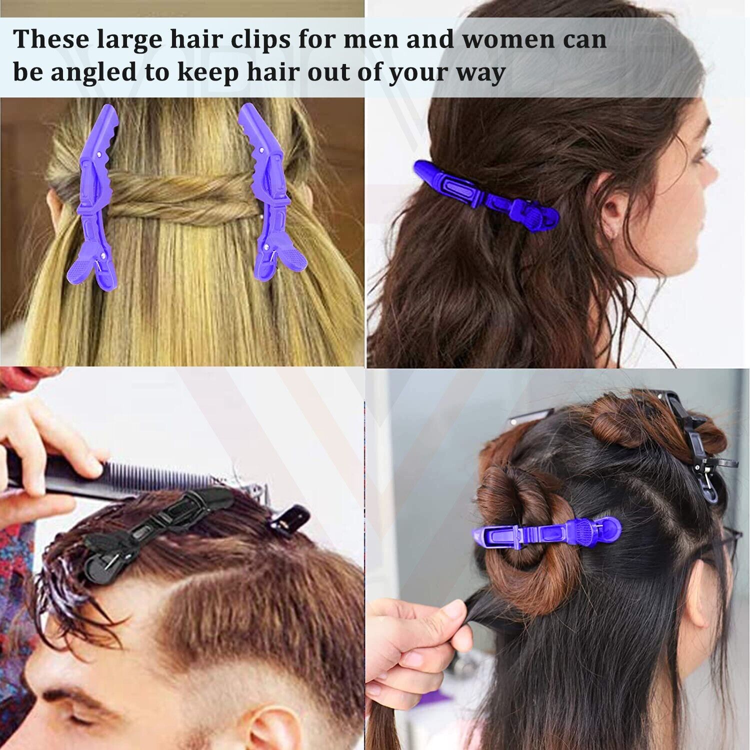6x Blue Crocodile Salon Sectioning Clamps Professional Hair Clips Hairdressing