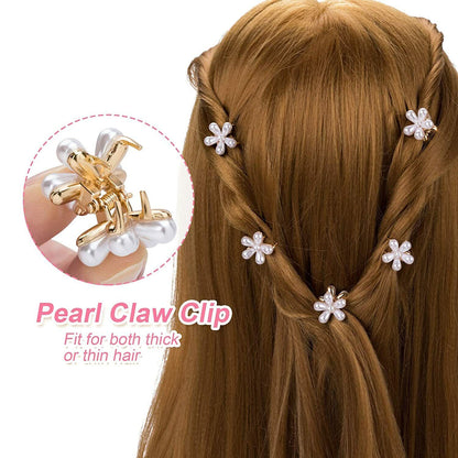 Hair Claw Drop Pearl Flower Non-Slip Mini Claw Hair jaw Clip Barrettes Hair Pins