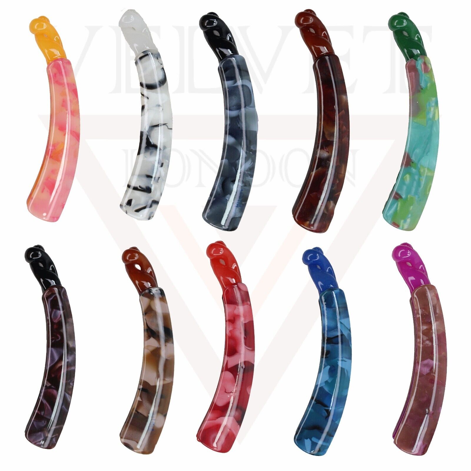 Banana Hair Clip Marbal Print Clamp Non-Slip Ponytail Holder Grip Pin Clutcher 