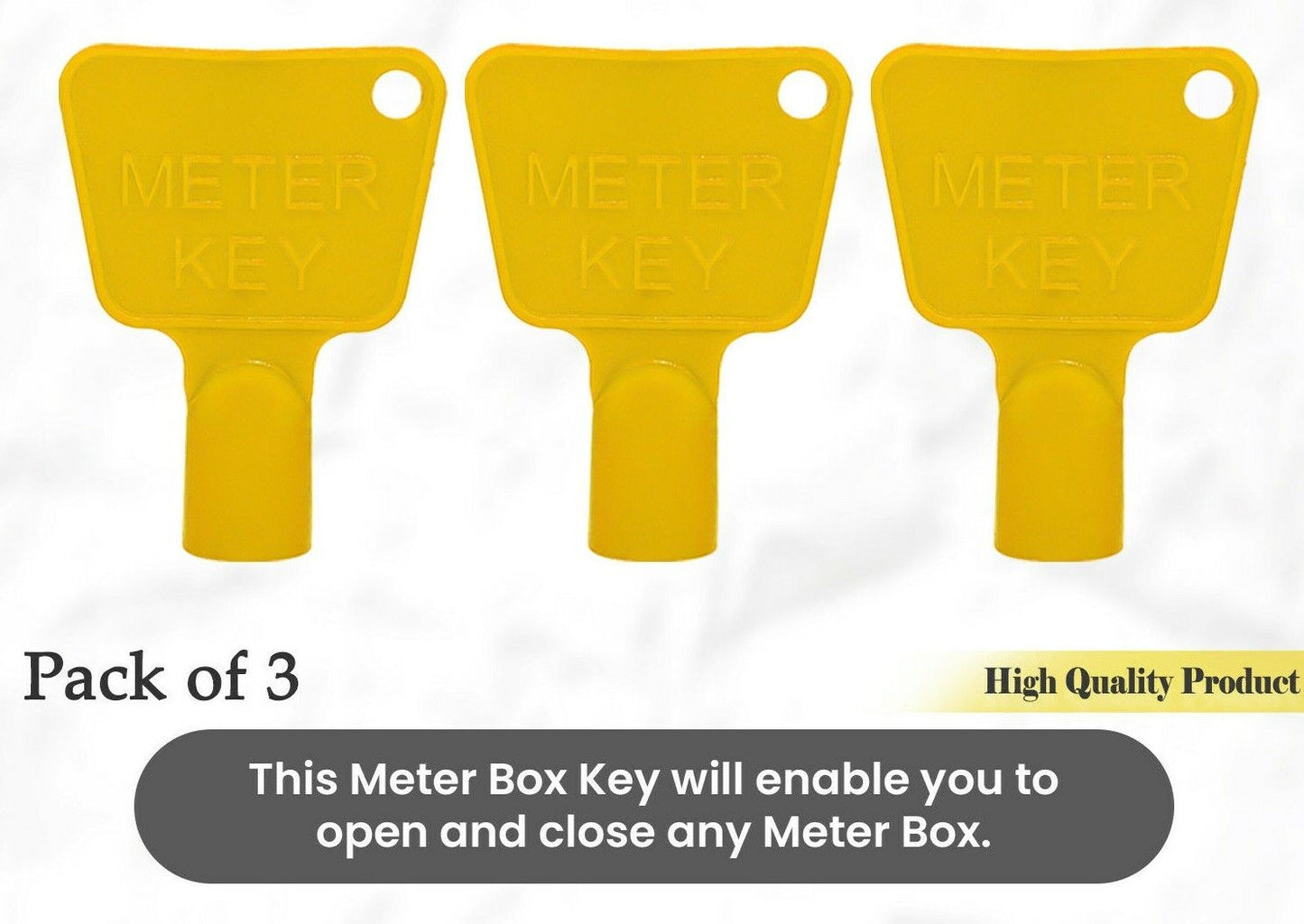 Meter Box Key Yellow Triangular Utility Plastic Meter Keys Cupboard Cabinet