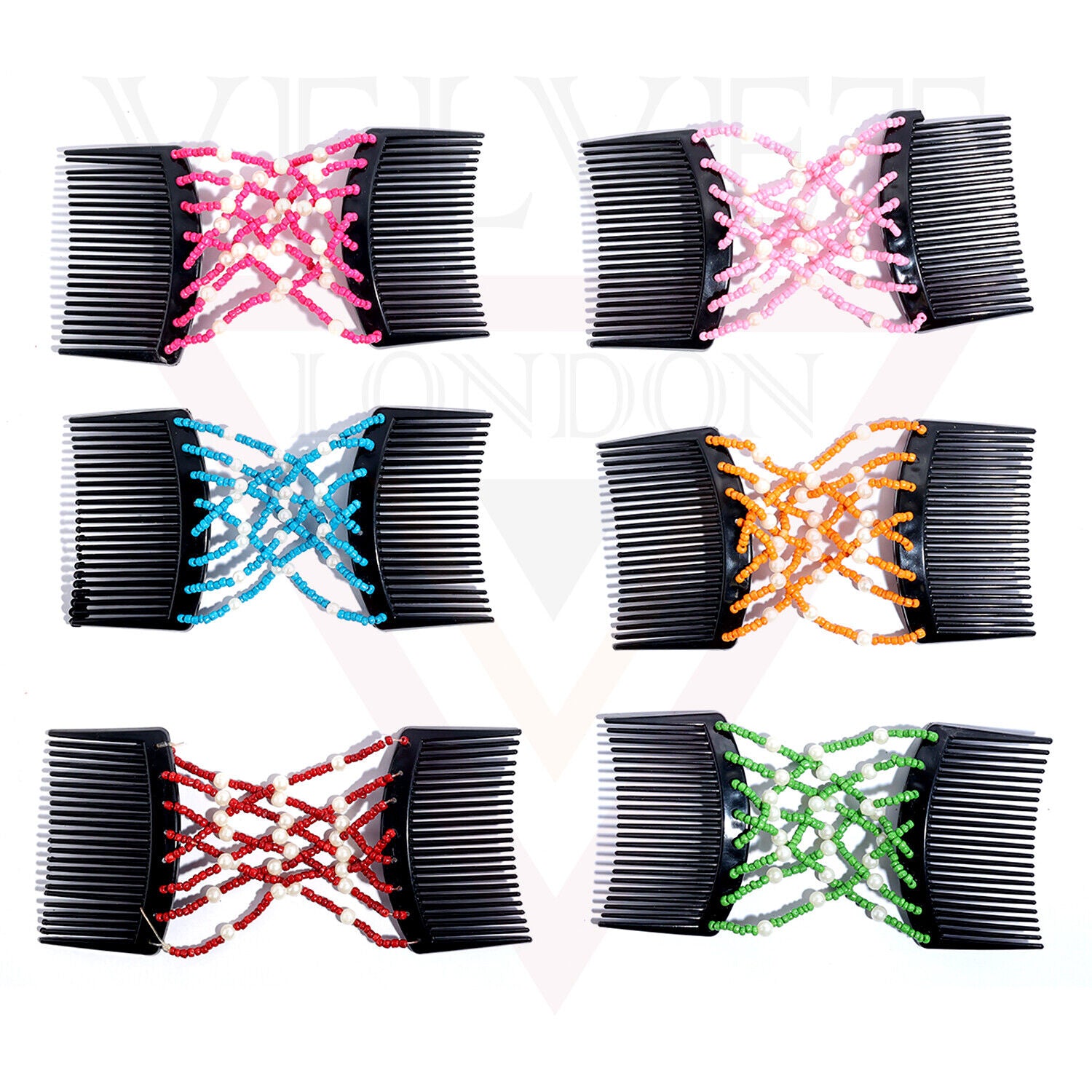 Hair Double Clips Beads Pearl Hair Comb Slides Magic Hair Combs Stretchy Clip UK