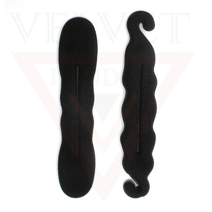 2Pcs Black Bun Maker Sponge Clip Curler Ring Twist Hair Styling Tool Donut Ring