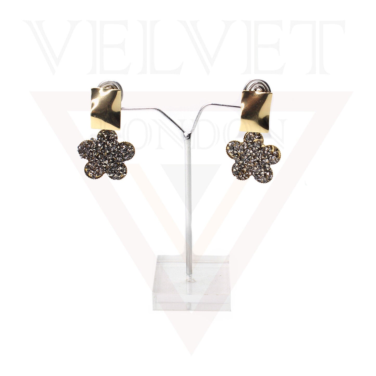 Drop Earrings Stud Earring Dangle Crystal Rhinestone Glitter Black Ear Jewellery