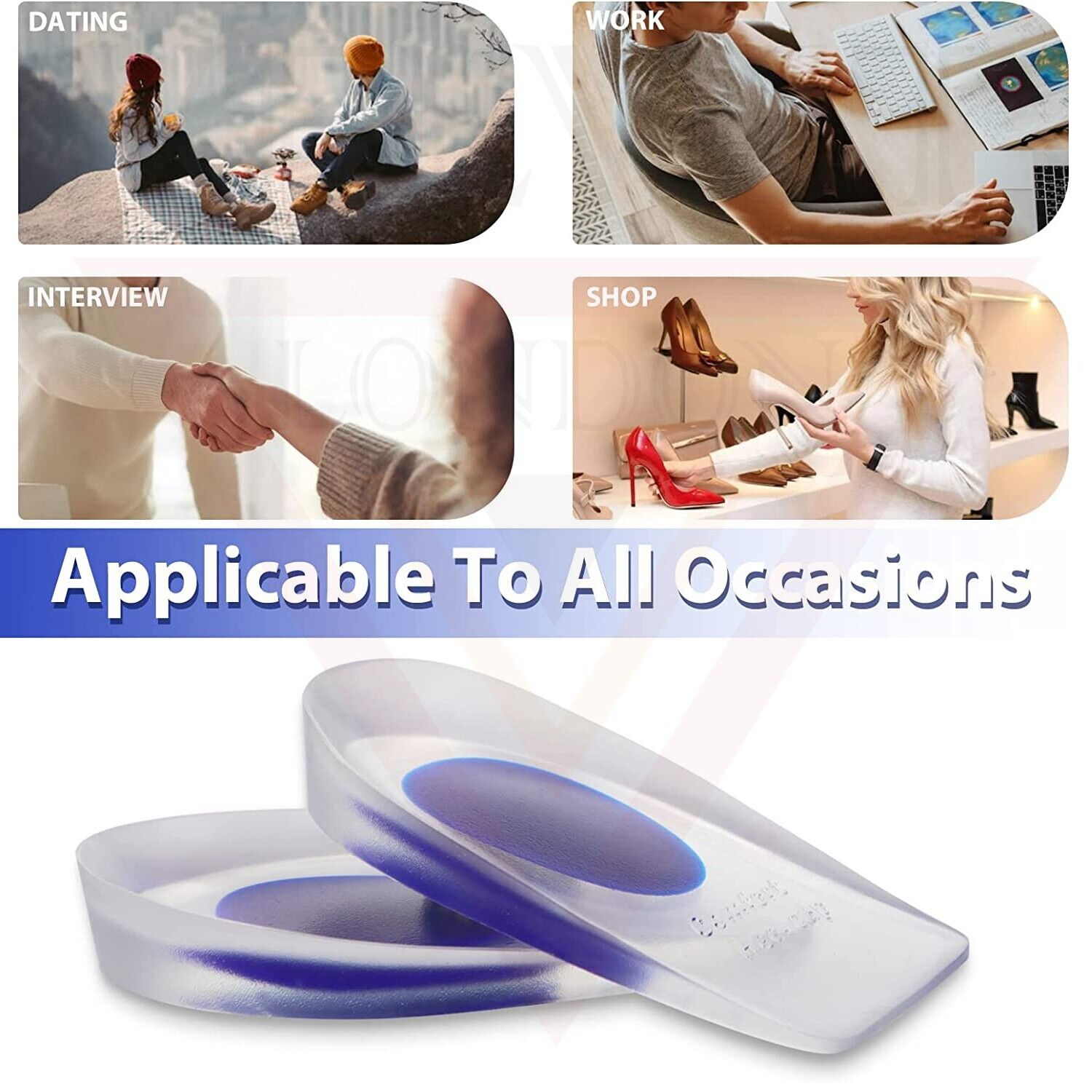 3pcs Shoe Inserts Silicone Gel Heel Cups Support Pads Plantar Fasciitis Cushion