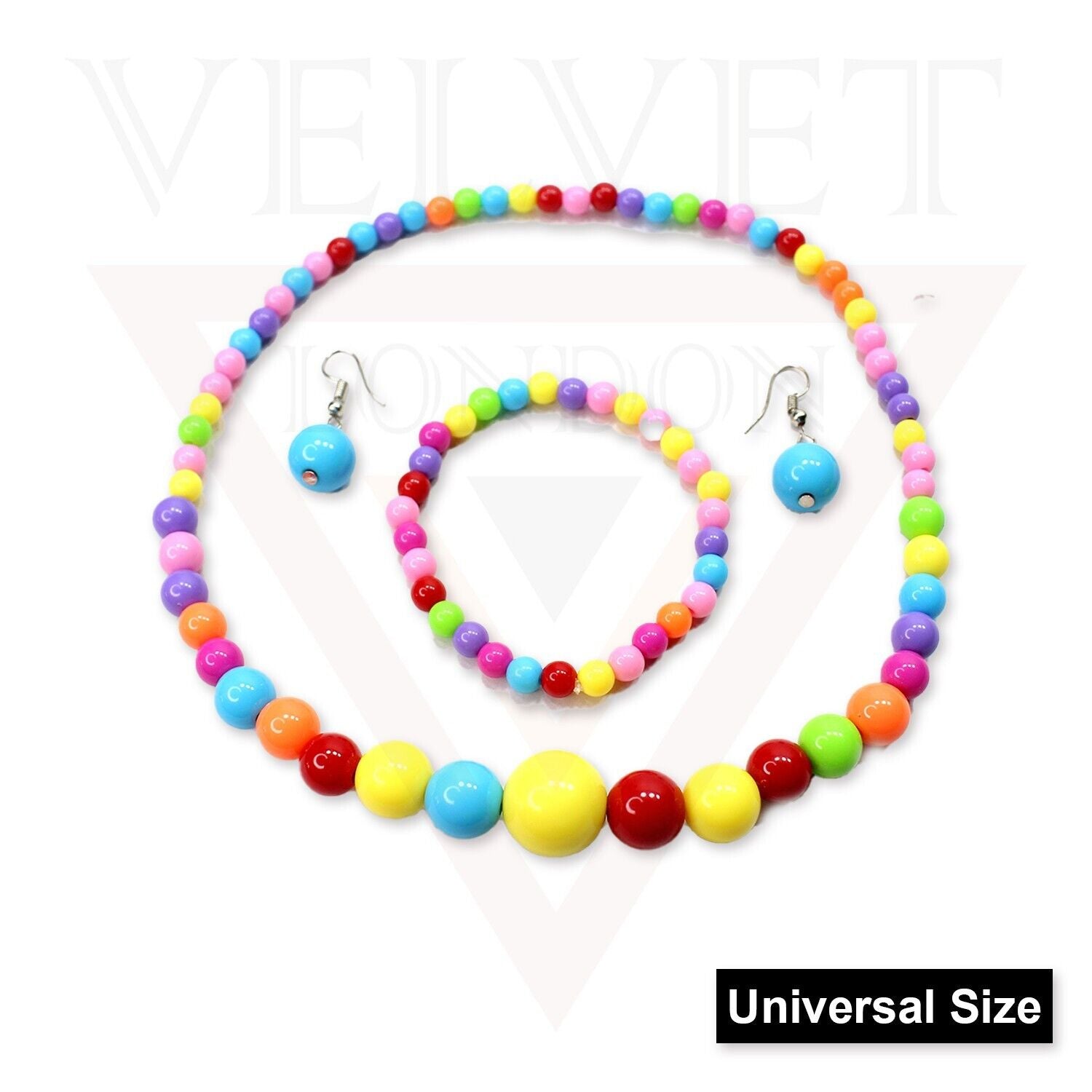 Necklace Drop Earrings And Flex Bracelet Elastic Beads Charm Baby Jewellery Set