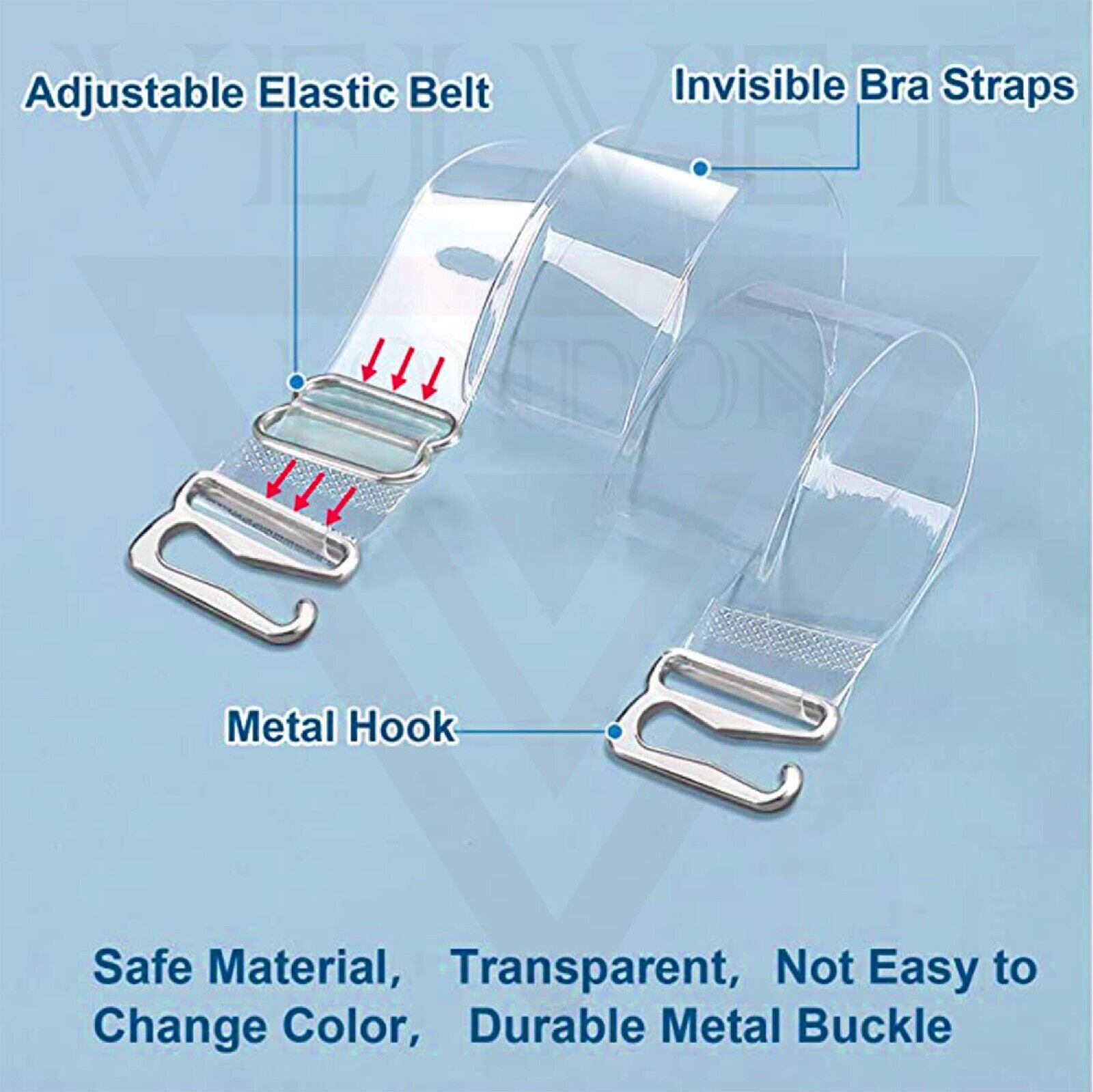 Non-Slip Invisible Clear Bra Straps ransparent Replacement Bra Shoulder Straps