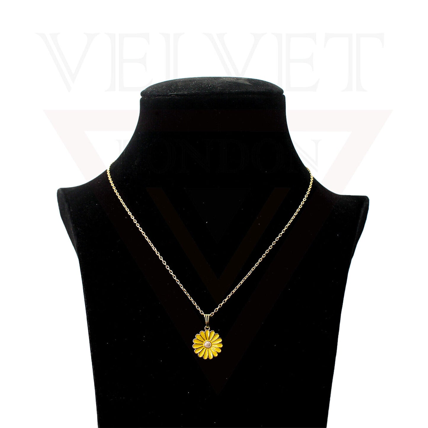 Pendant Necklace Small Colour Golden Sunflower Vintage Delicate Choker Chain