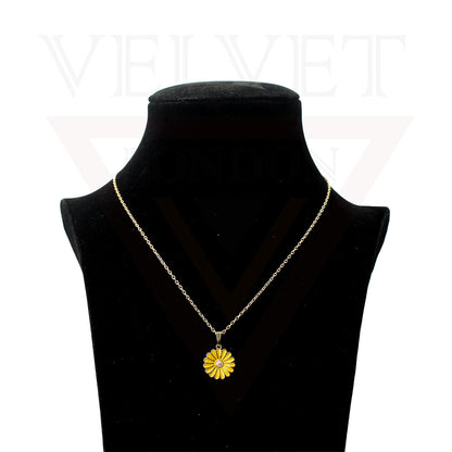 Pendant Necklace Small Colour Golden Sunflower Vintage Delicate Choker Chain