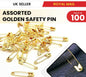 100 Pcs Golden Safety Pins Metal Needles Sewing Craft Multipurpose All Size Pins