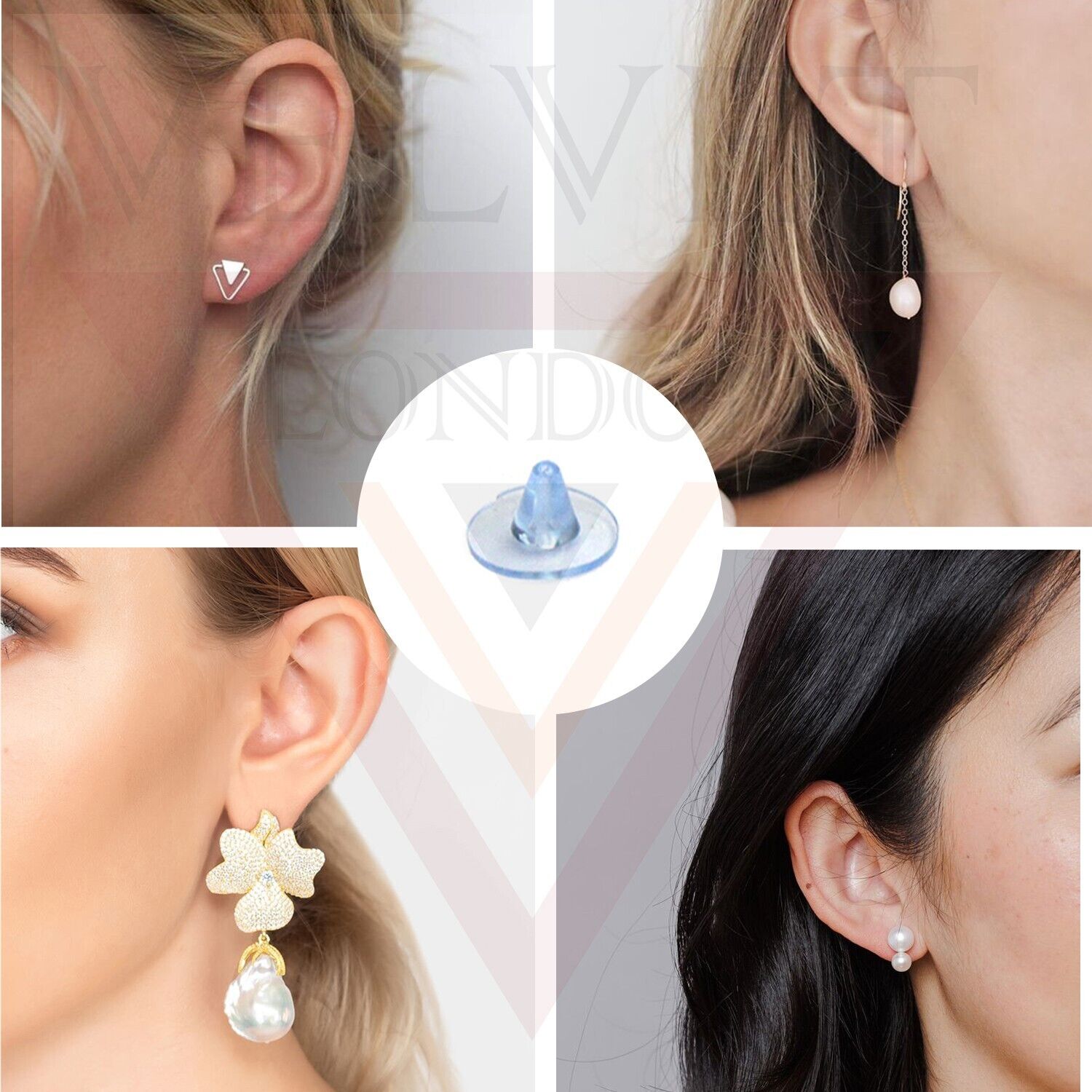 Earring Backs with Pad for Stud Earrings Blue Silicone Safety Back Stoppers