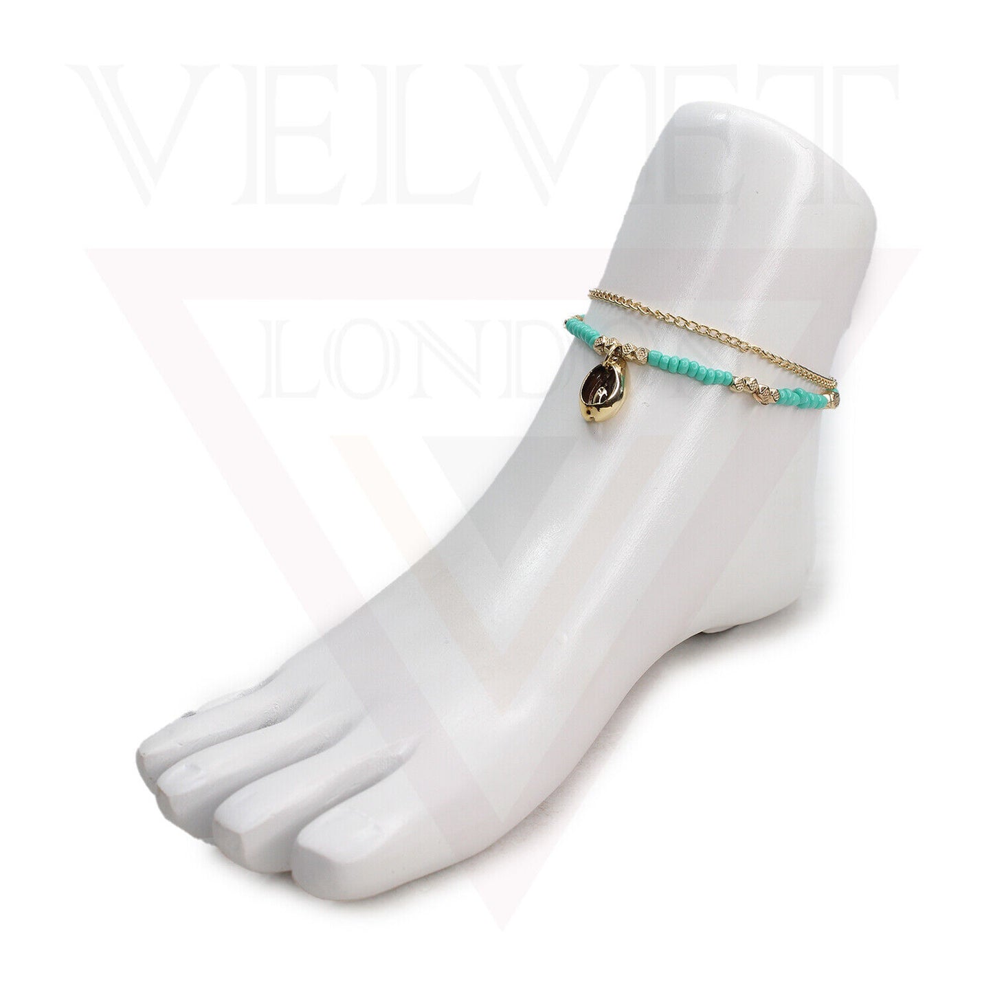 Cord Anklet Ankle Bracelet Crystal Bead Beach Adjustable Golden Foot Jewellery