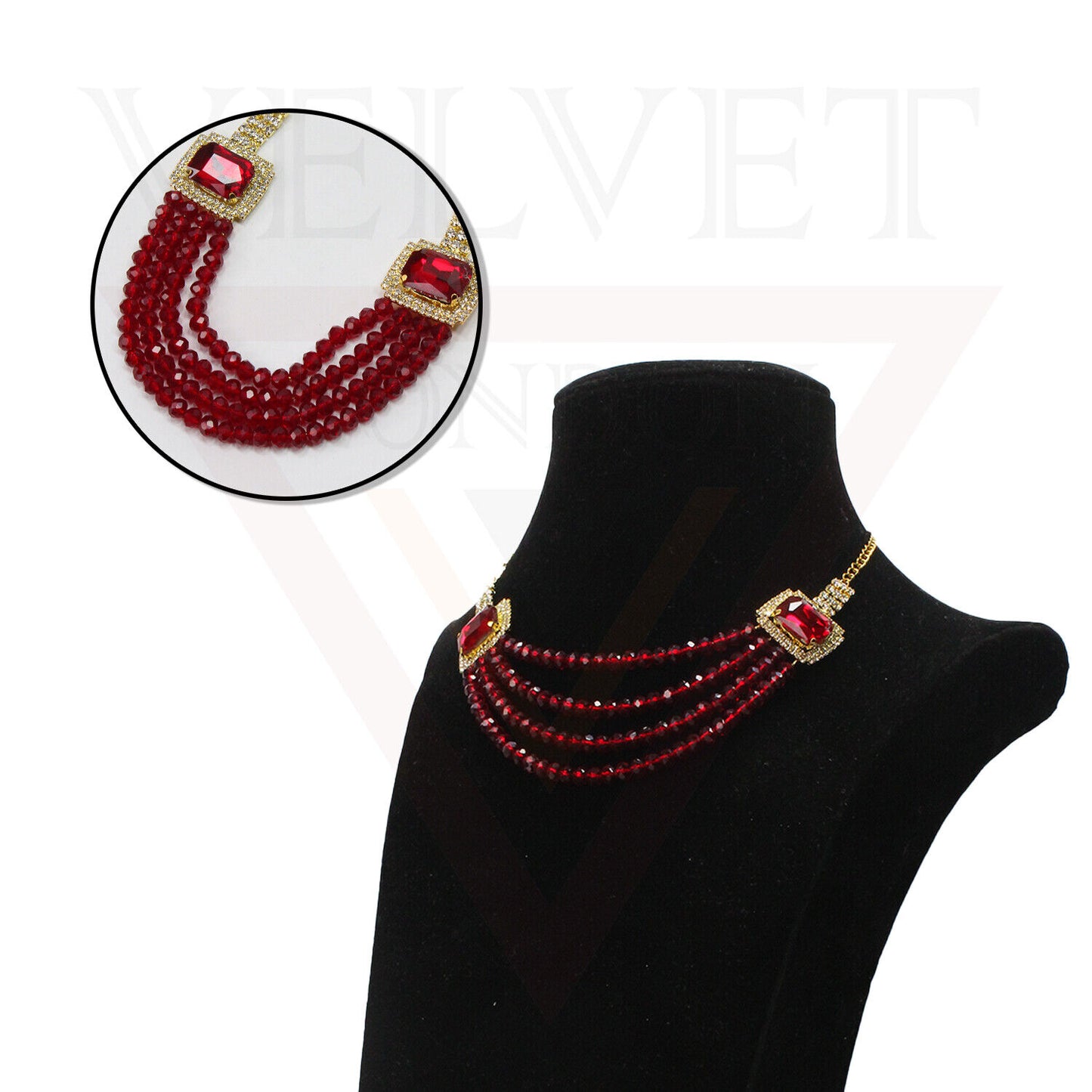Necklace Pearl Earrings Set Crystal Choker multilayer Beads Girls Jewellery Sets