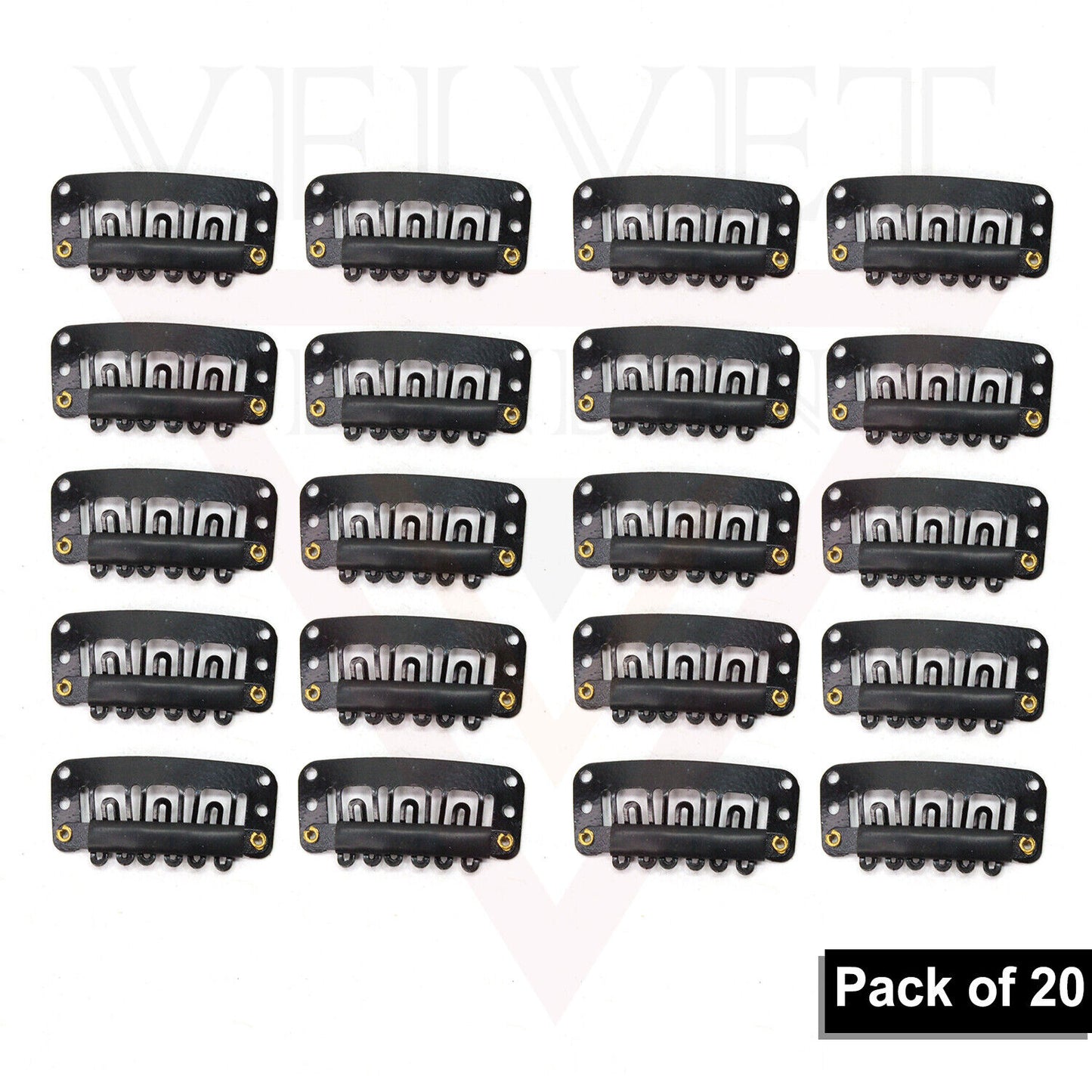 20x Black Extensions Wigs Clips 6 Teeth Clips Snap Clips Pins Hair Accessories