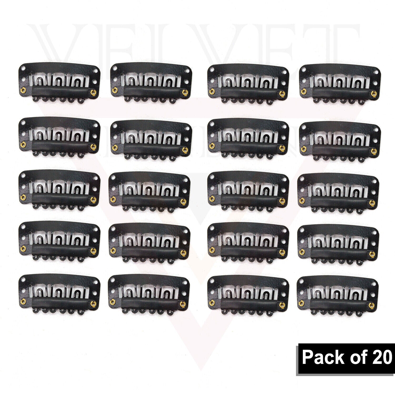 20x Black Extensions Wigs Clips 6 Teeth Clips Snap Clips Pins Hair Accessories