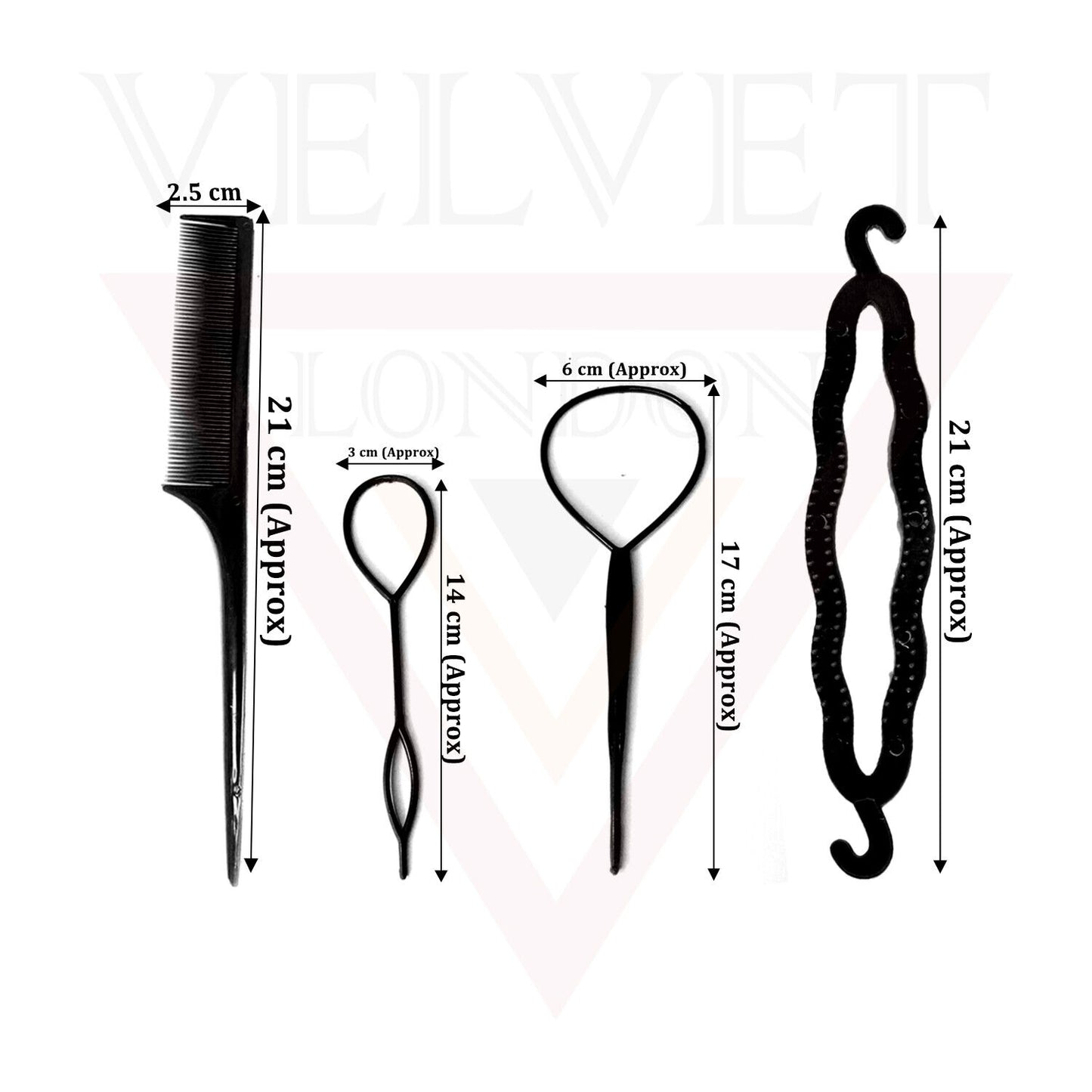 4Pcs Hair Braid Ponytail Maker Styling Tool Loop/Bun Maker Comb Topsy Convey