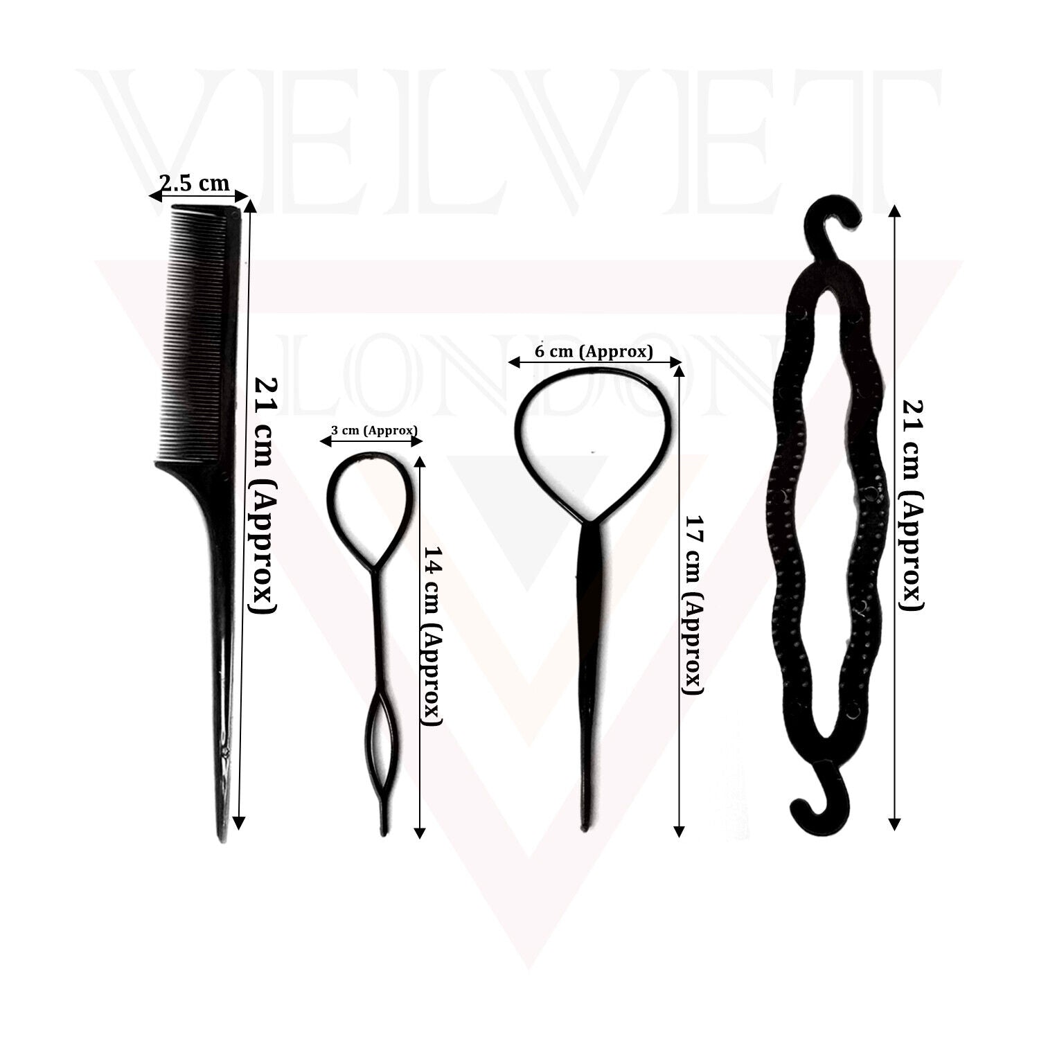 4Pcs Hair Braid Ponytail Maker Styling Tool Loop/Bun Maker Comb Topsy Convey