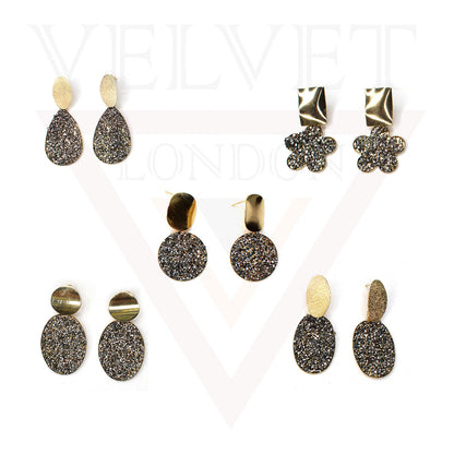Drop Earrings Stud Earring Dangle Crystal Rhinestone Glitter Black Ear Jewellery