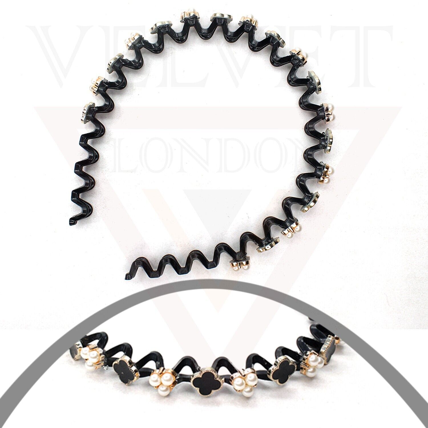 3Pcs Unbreakable Hair Band Diamond Pearl Headbands Non-Slip Teeth Hair Hoop