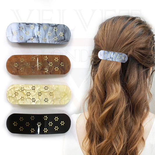 Flower Hair Clip Snap Hair Barrettes Classic Automatic Acrylic Tortoise Clip Pin