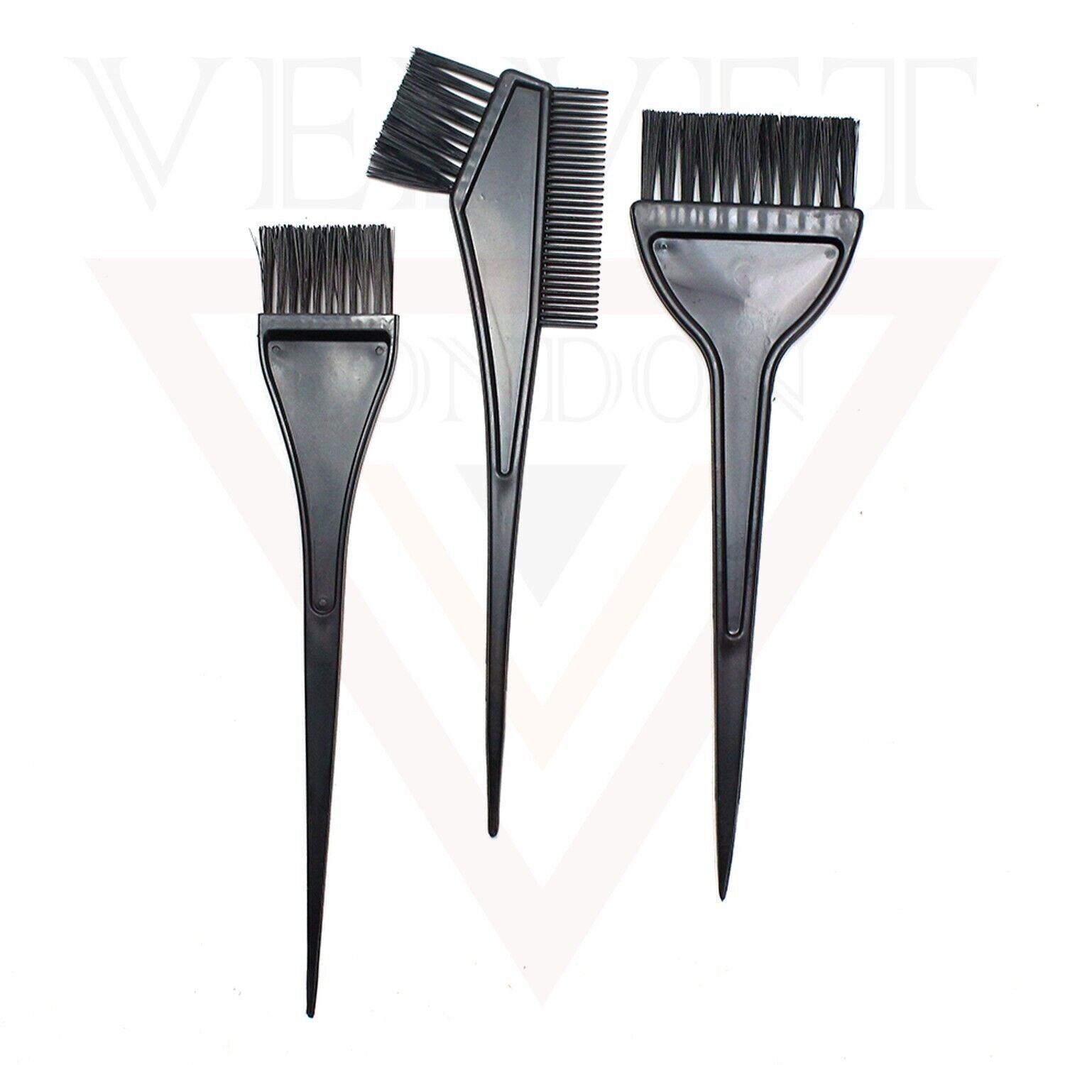 3x Hair Coloring Black Brushes Salon Hair Dying Combs Double-sided Brushes Sets