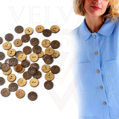 Natural Wooden Round Buttons Craft 2-Hole Sewing Clothing Buttons Art , 15mm