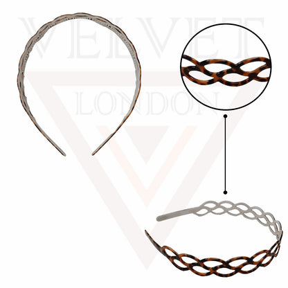 3x Headbands Infinity Shape Hair Bands Tiger Print Skinny Teeth Combs Hair Hoop